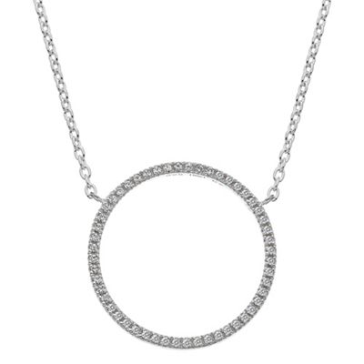 Sterling Silver and Cubic Zirconia Circle Necklace